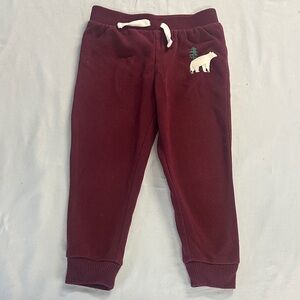 The Children's Place Maroon Joggers with Bear Design